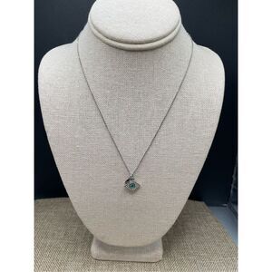 Juicy Couture Evil Eye Pendant Silver Necklace Rhinestone Lightweight Chain